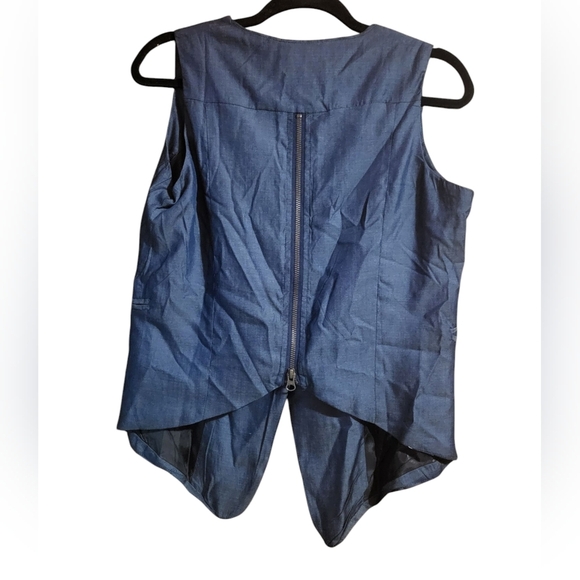 Mona-B Apparel Denim Blue Low-Hi Vest with Zipper Back Detail 100% Tencel Large - Picture 2 of 10